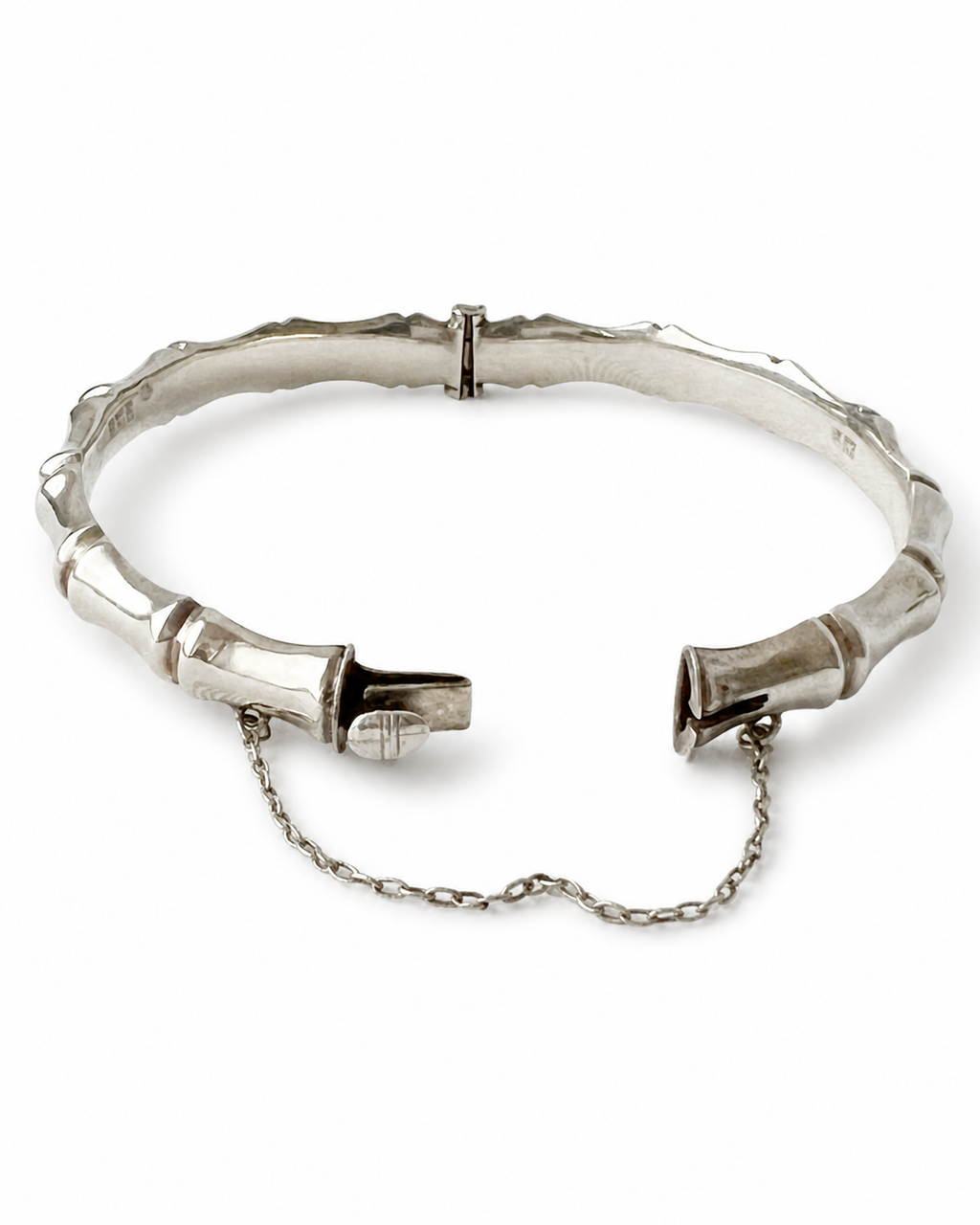 Vintage London Sterling Silver Bamboo Bangle Bracelet
