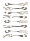 Vintage Set of 8 Christofle Marly Silver Plated Dessert Forks, French 17 cm Cutlery