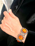 Vintage Baltic Amber Bracelet, Sterling Silver, Danish Modernist, Niels Erik From