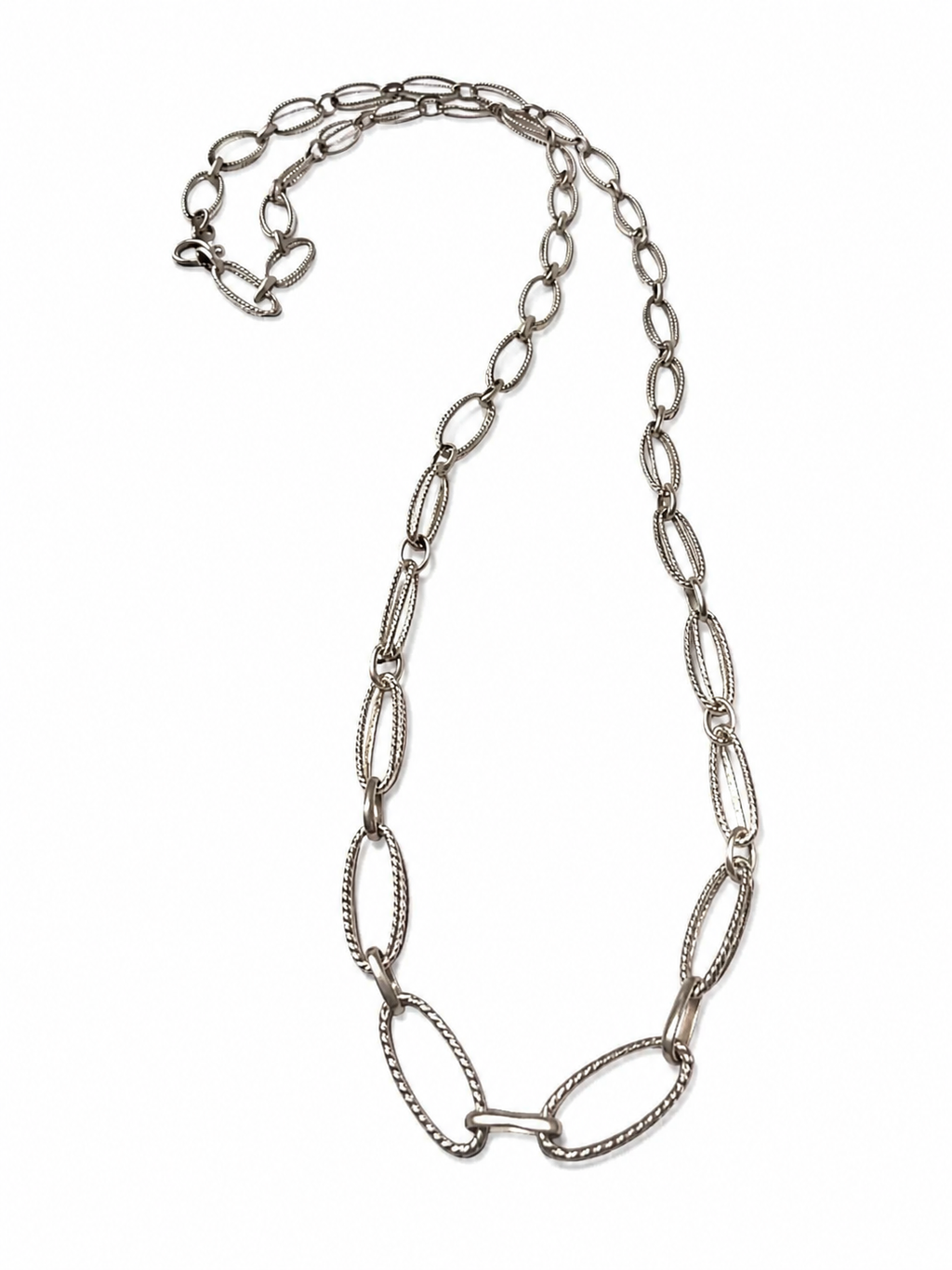 Vintage 835 Silver Oval Link Chain Necklace.