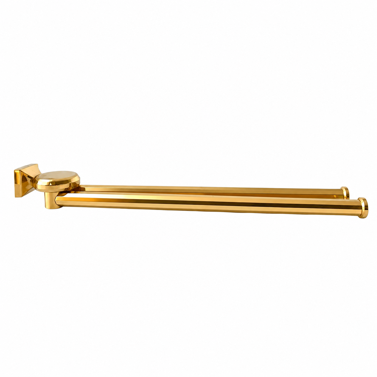 Vintage Gold-Plated Brass Swing Towel Rack, West German Wall Mounted Double Rail Holder