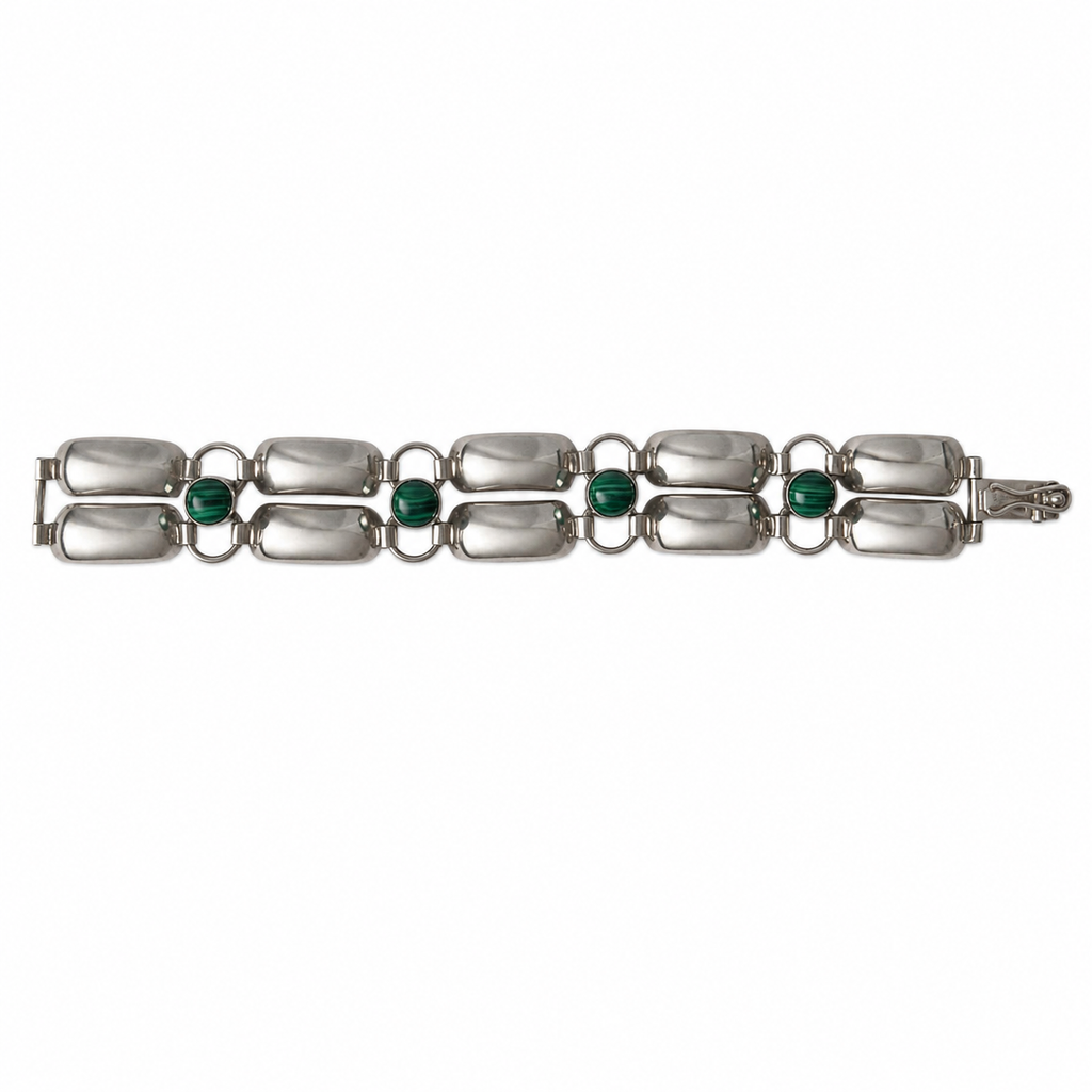 Vintage Silver & Malachite Modernist Bracelet – Katja Lührs Lübeck KLS Scandinavian Design