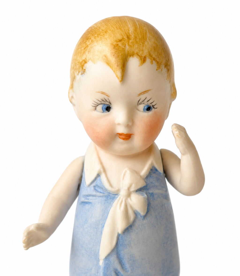 Antique German Bisque Porcelain Sailor Child Doll Figure Thuringia 1890s 12.5 cm