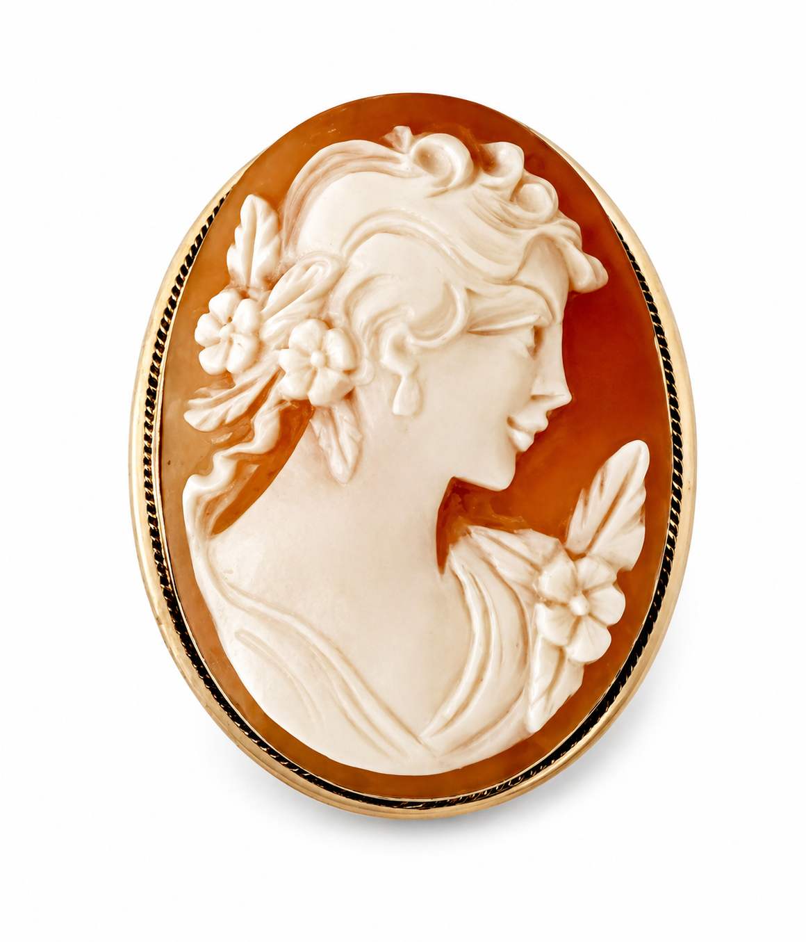 Antique Victorian  9ct Gold Shell Cameo Brooch Pendant