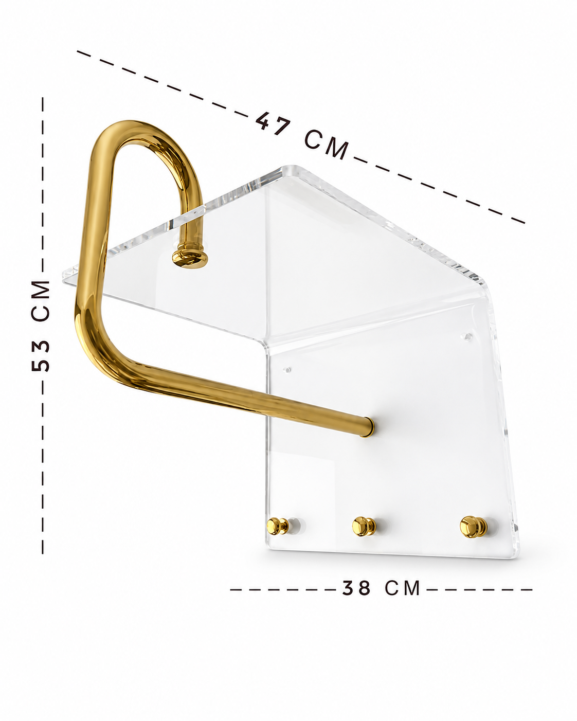 Mid-Century Modern Acrylic Brass Wall Rack Coat Hooks & Hanger Bar