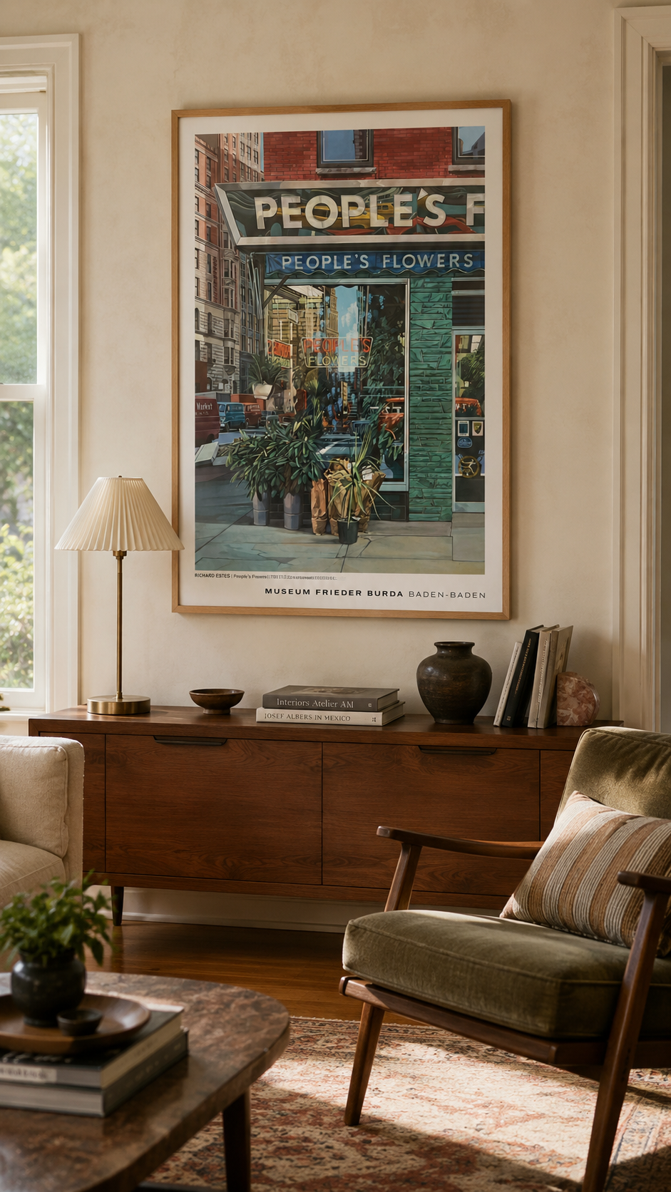 Richard Estes - "People's flowers". Original Exhibition Museum Poster