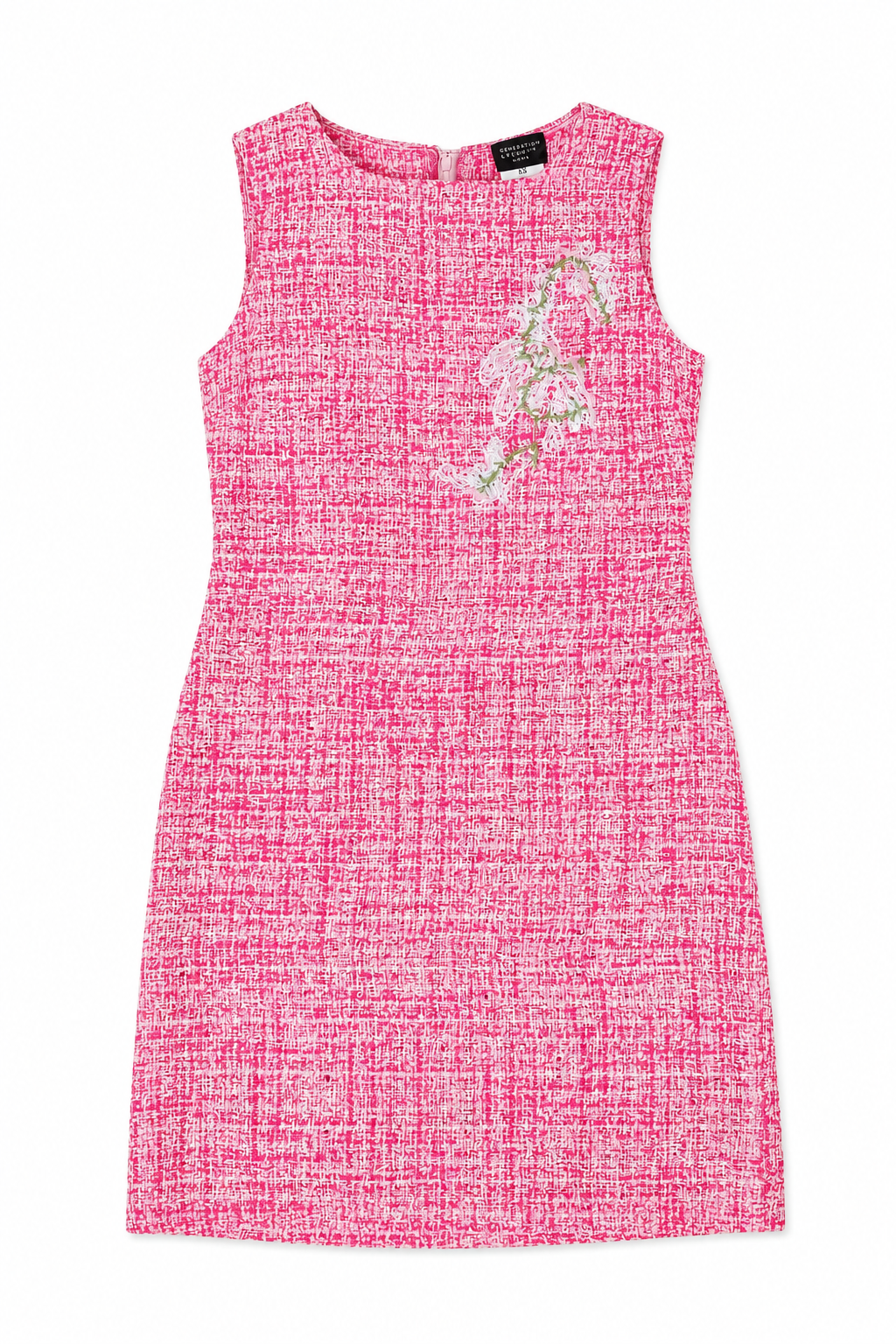 Vintage Christian Lacroix Tweed Dress with Embroidered Flowers - Size 42 FR