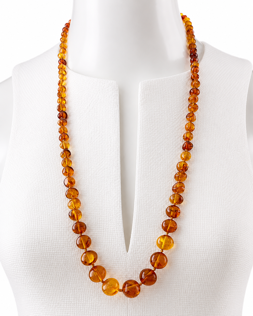 Vintage Baltic Amber Necklace With Graduated Honey Cognac Beads