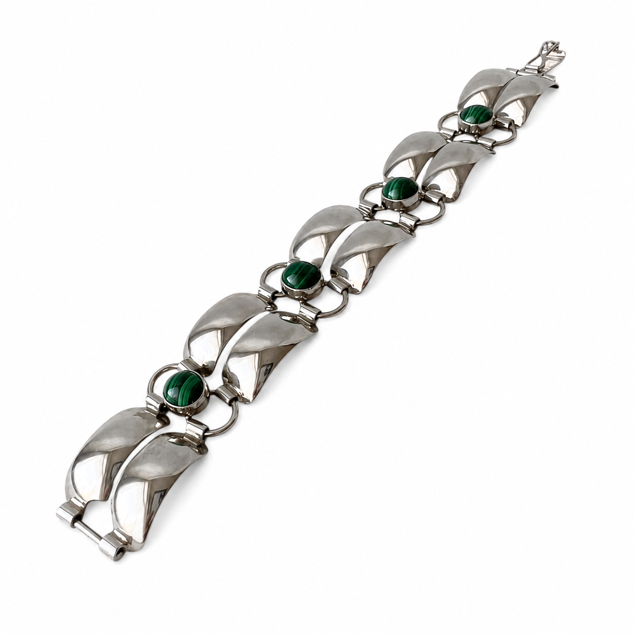 Vintage Silver & Malachite Modernist Bracelet – Katja Lührs Lübeck KLS Scandinavian Design
