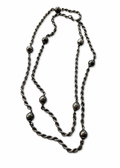 Vintage Silver Beaded Necklace, Twisted Rope Chain, 80cm Long.