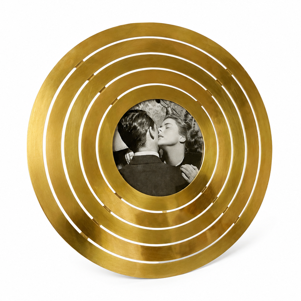 Vintage Christian Dior Home Collection Brass Circular Photo Frame, Made in Italy.