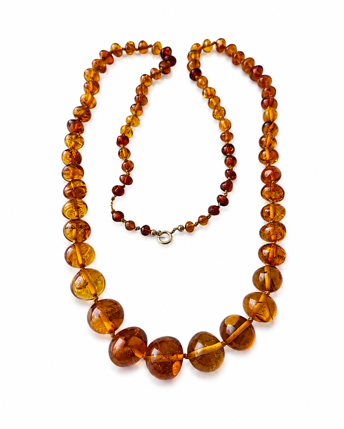 Vintage Baltic Amber Necklace With Graduated Honey Cognac Beads