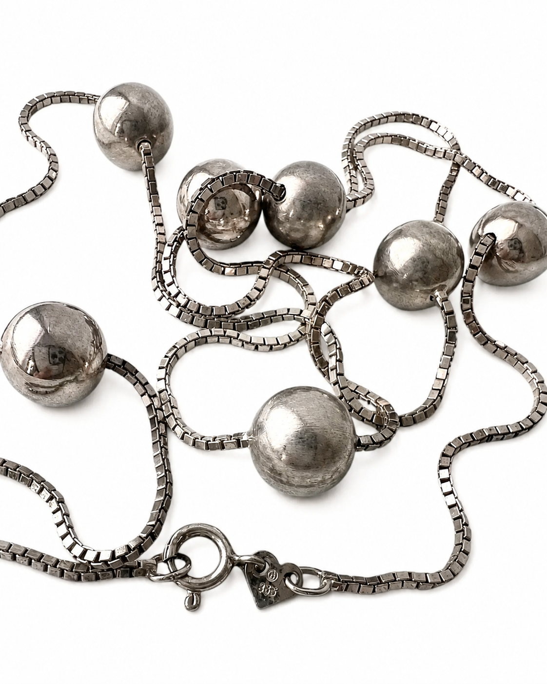 Vintage 835 Silver Necklace with Silver Beads