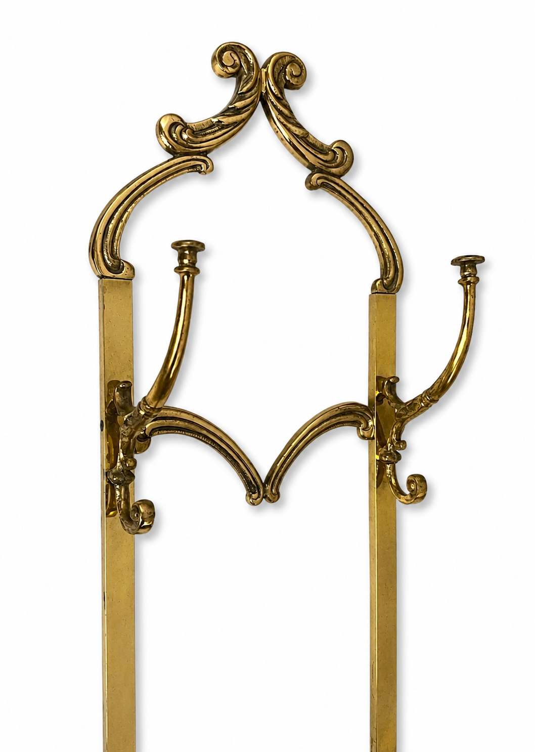 Vintage Italian Brass Coat Rack, Mid Century Wall Hooks, Six Hook Hallway Rack