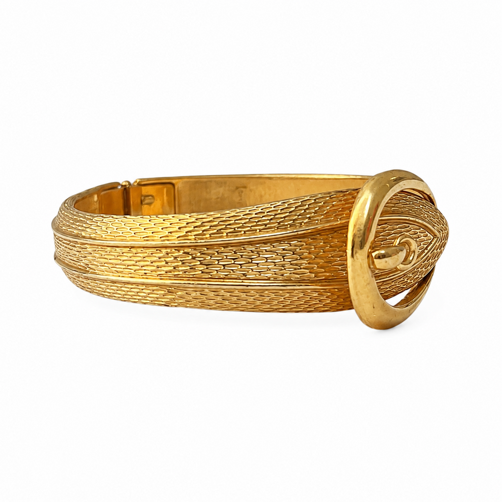 Vintage Avon Gold Tone Belt Clamper Cuff Bracelet