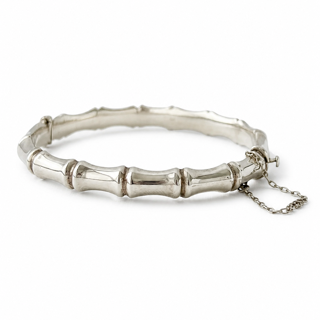 Vintage London Sterling Silver Bamboo Bangle Bracelet
