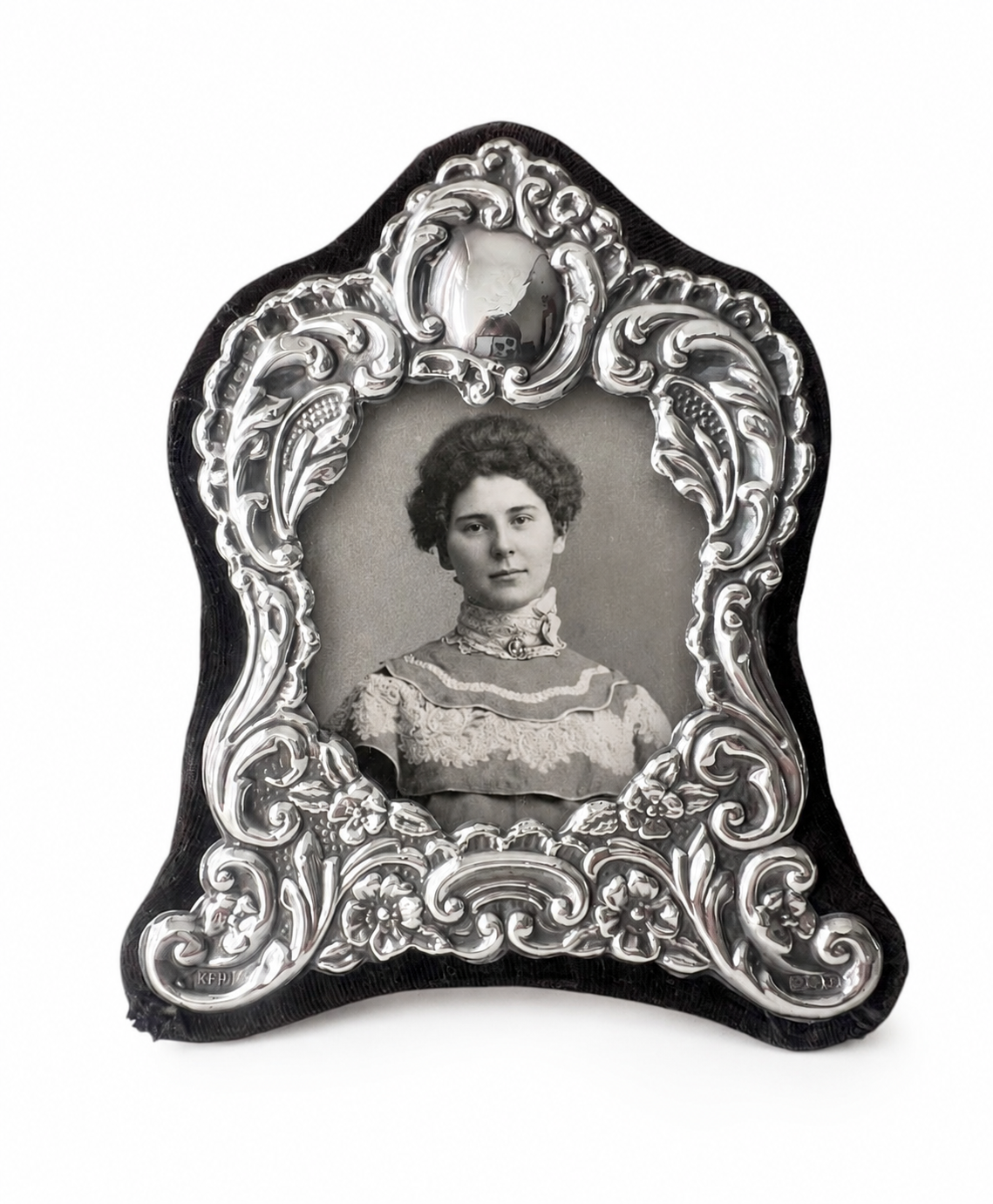 Keyford Sterling Silver Mini Photo Frame, London 1994, Floral Scroll Design