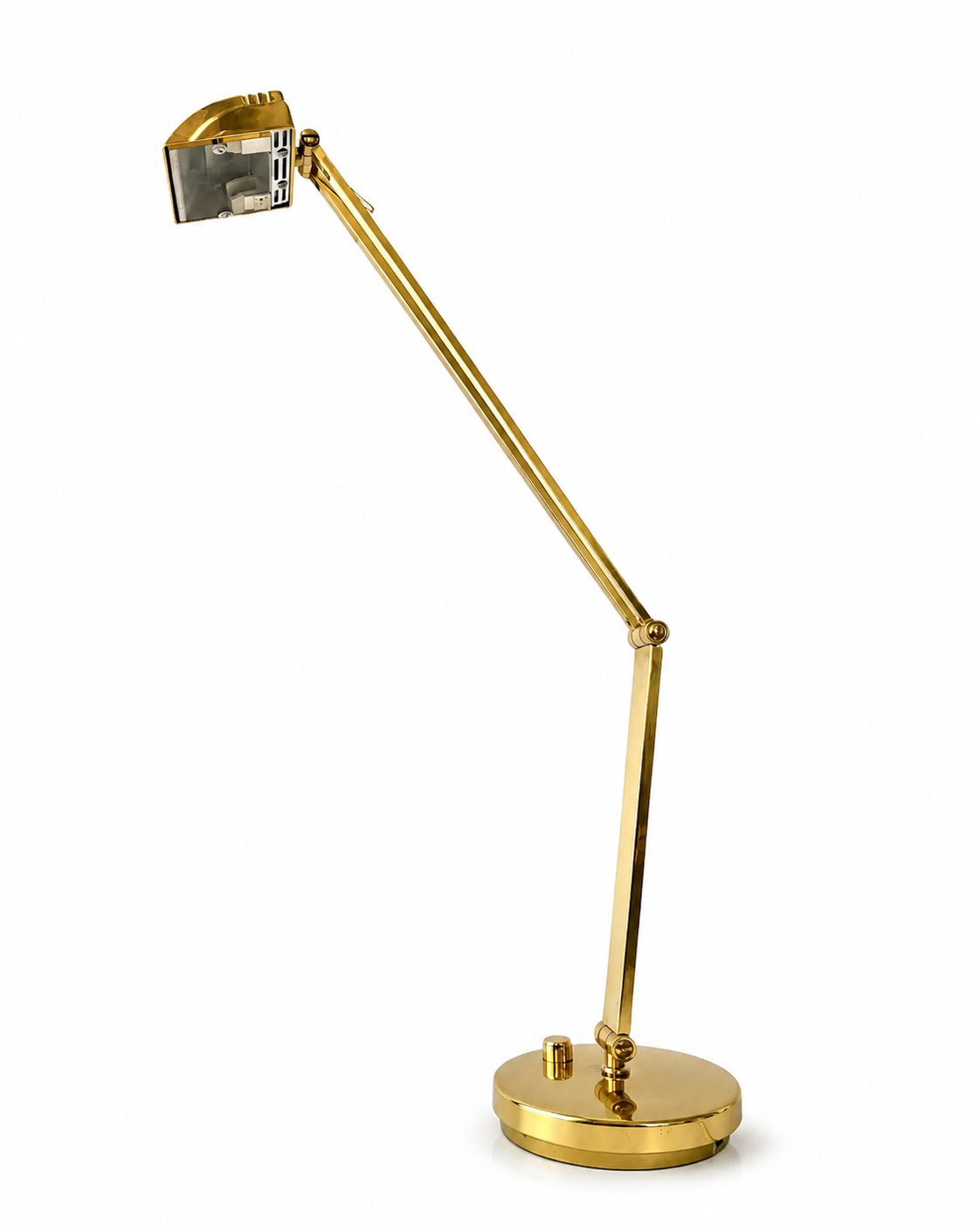 Vintage Hillebrand Brass Desk Lamp, German Adjustable Halogen Architect Lamp, 1970s–1980s