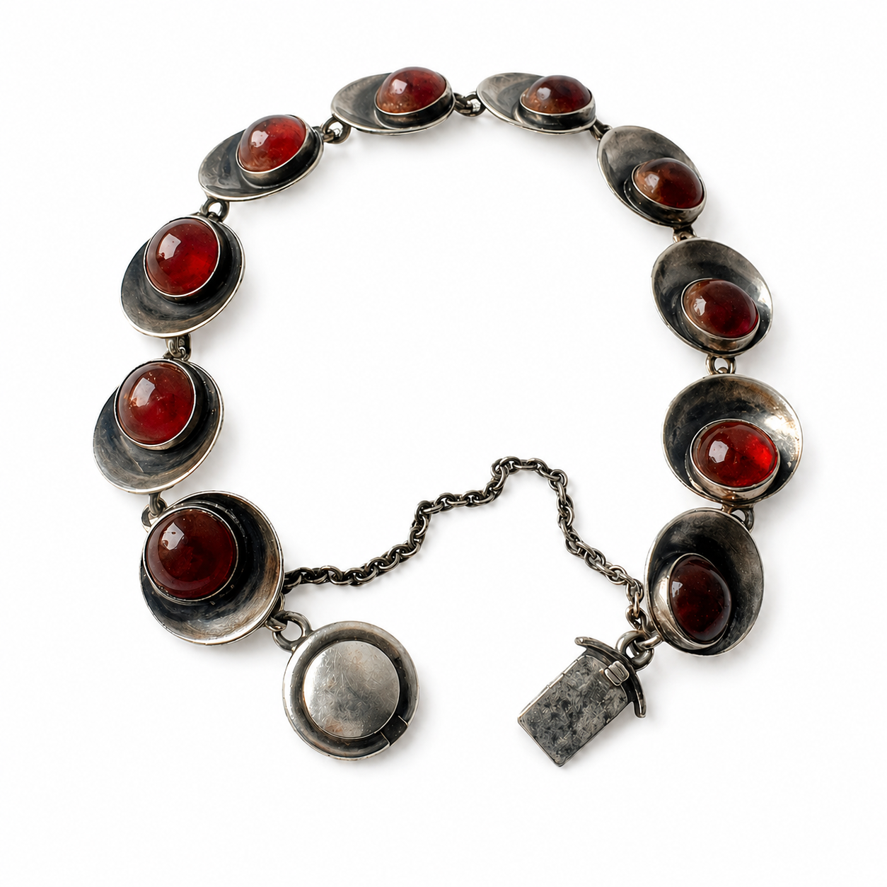 Niels Erik From Sterling Silver Amber Bracelet, Danish Modernist Vintage Jewellery