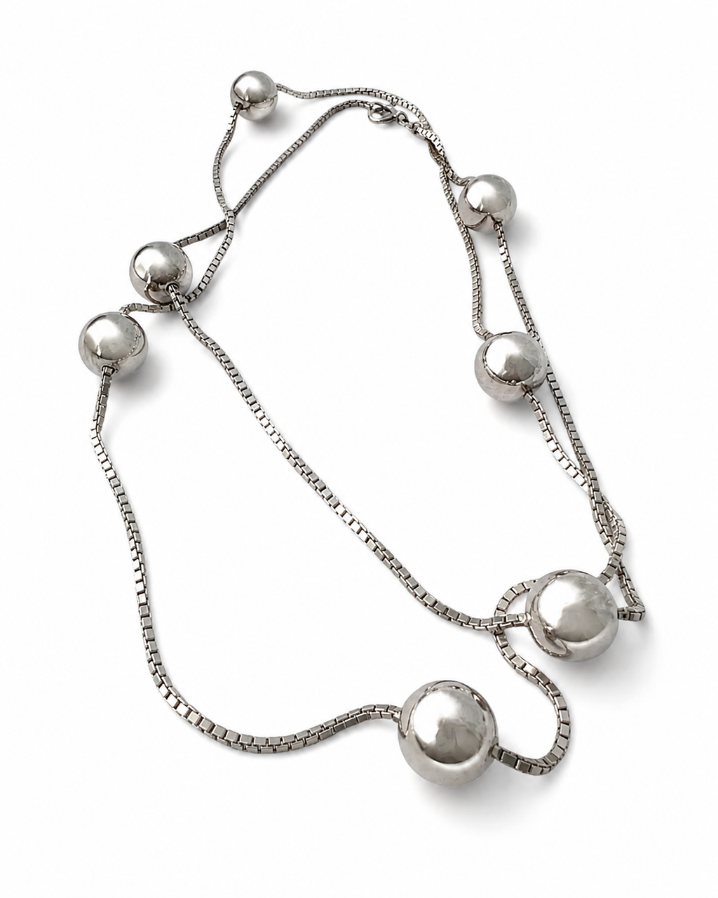 Vintage 835 Silver Necklace with Silver Beads