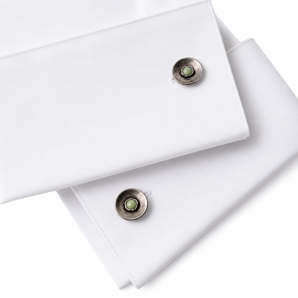 Vintage 800 Silver Jade Cufflinks