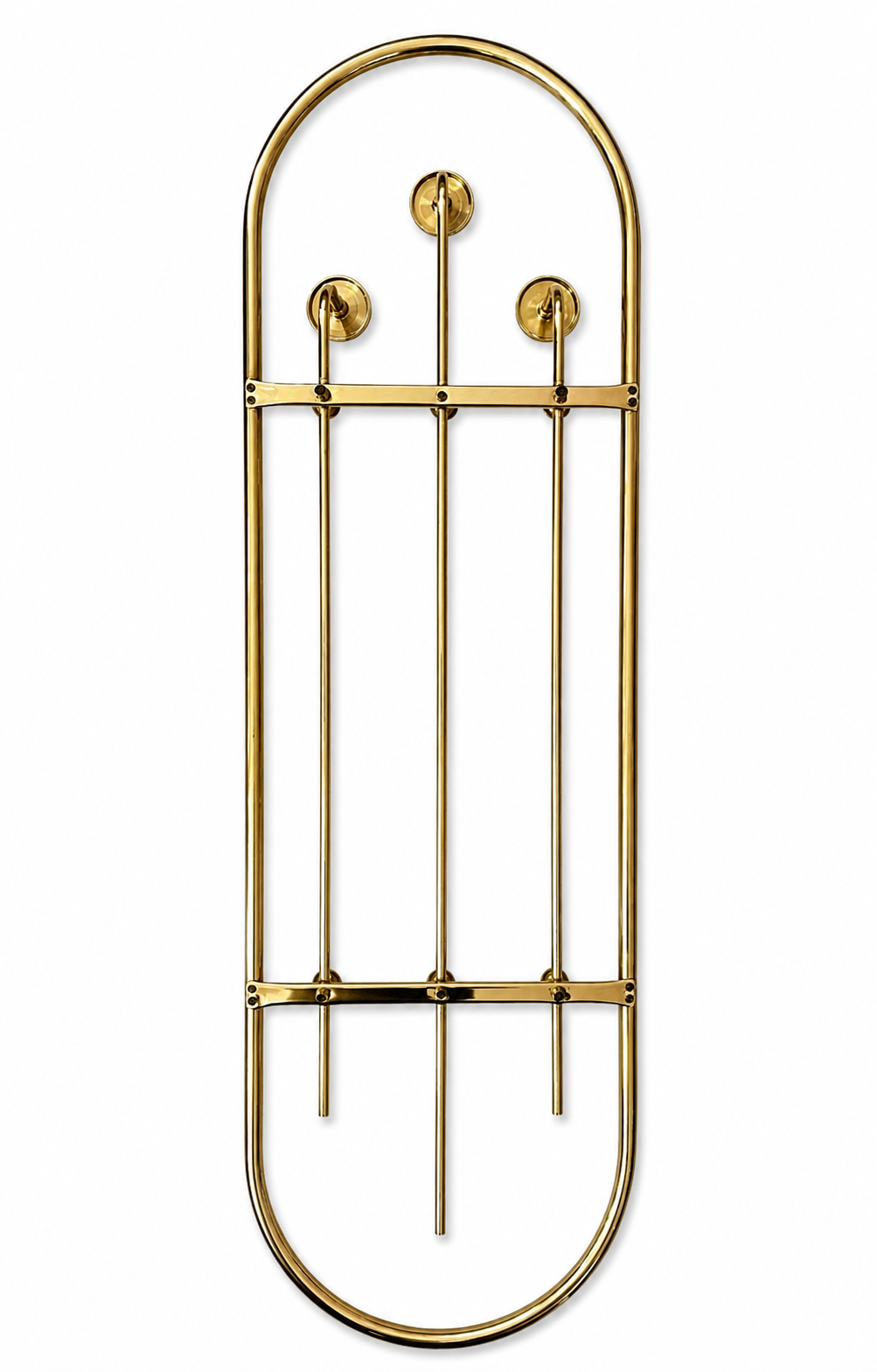 Vintage Brass Wall Mounted Coat Rack, French Mid-Century Modern, 1970s