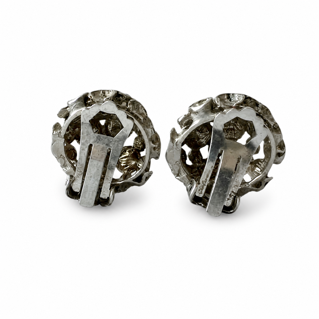 Vintage 835 Silver Modernist Clip-On Earrings.