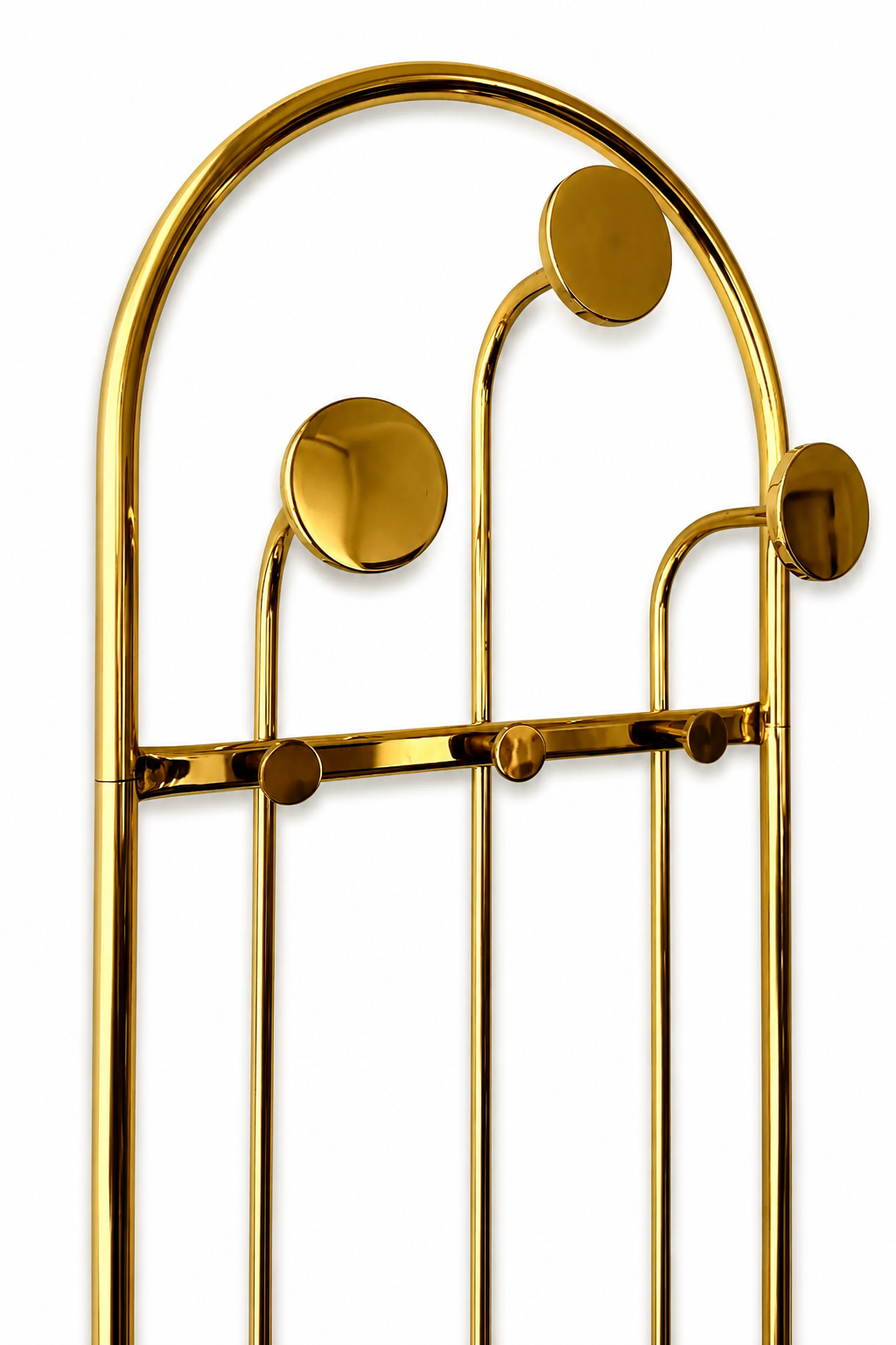 Vintage Brass Wall Mounted Coat Rack, French Mid-Century Modern, 1970s