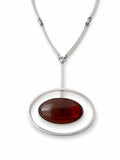 Niels Erik From Denmark Sterling Silver Amber Modernist Scndinavian Pendant Necklace