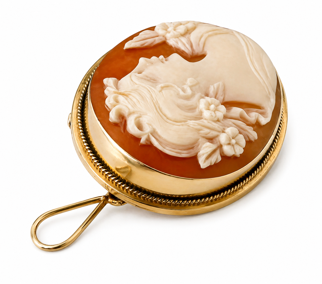 Antique Victorian  9ct Gold Shell Cameo Brooch Pendant