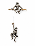 Art Deco Monkey Brooch, Sterling Silver KP 925, Knoll & Pregizer, c.1920s–30s