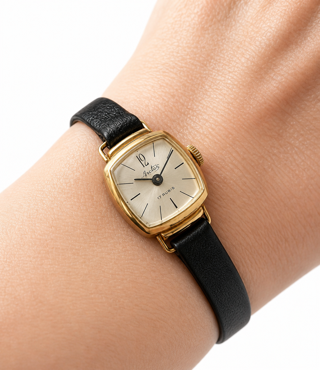Vintage Arctos Ladies Watch 17 Rubis Mechanical 18ct Gold Plated German 1960s