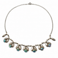 Vintage Hermann Siersbøl Sterling Silver Choker Necklace with Floral Leaf Design