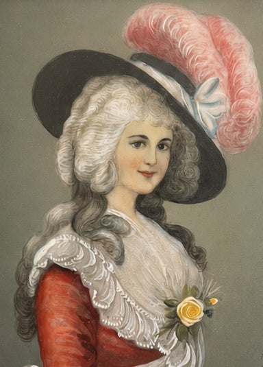 Antique Style Framed Portrait Miniature After Gainsborough, Georgiana Duchess of Devonshire