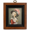 Antique Style Framed Portrait Miniature After Gainsborough, Georgiana Duchess of Devonshire