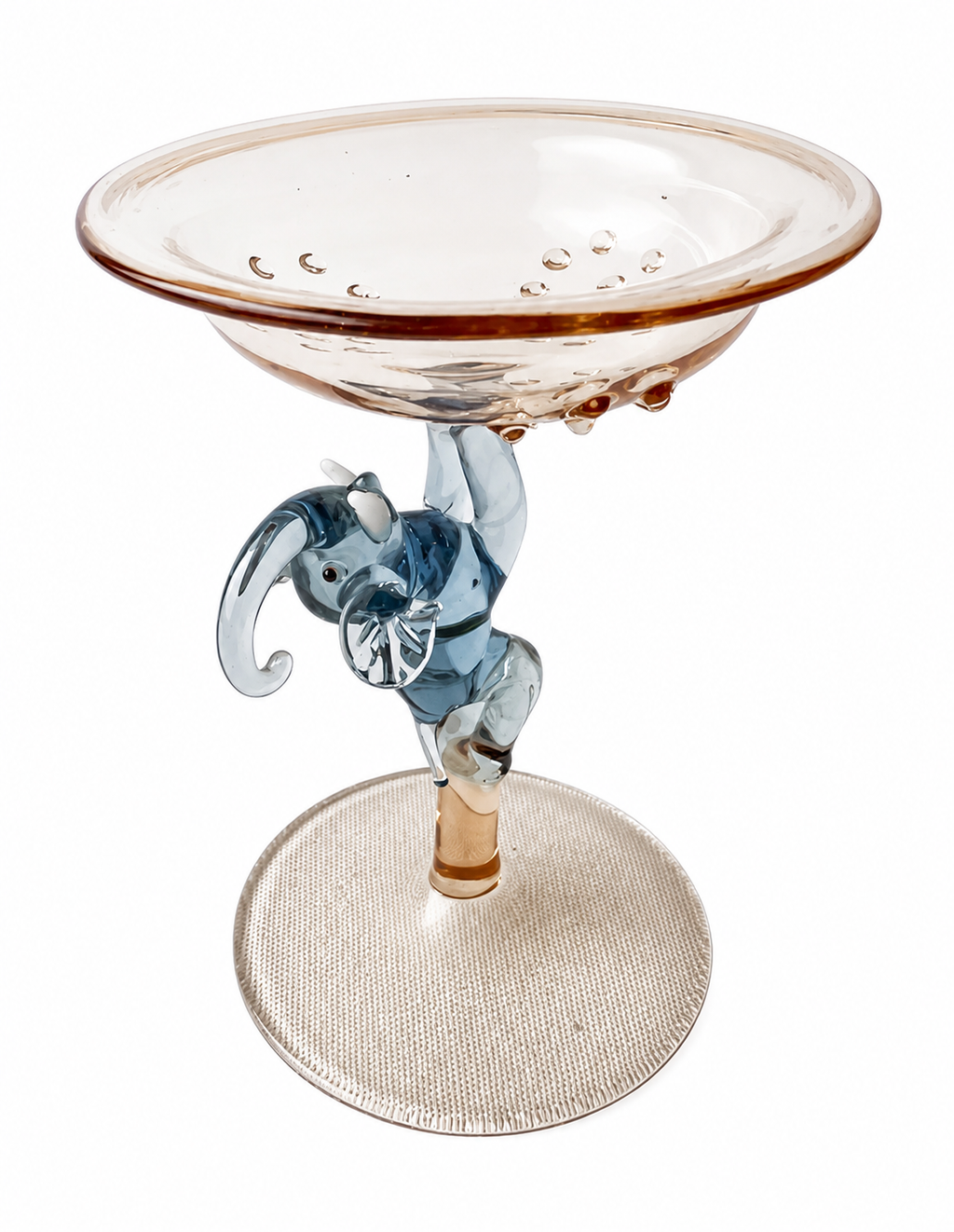 Lauscha Glass Goblet, Early 20th Century Elephant Stem German Art Glass Chalice