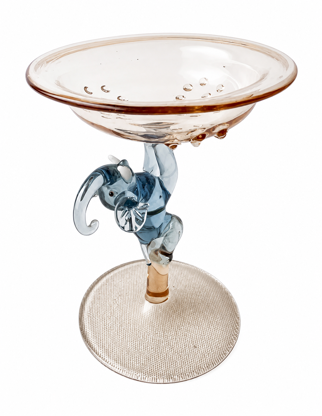 Lauscha Glass Goblet, Early 20th Century Elephant Stem German Art Glass Chalice