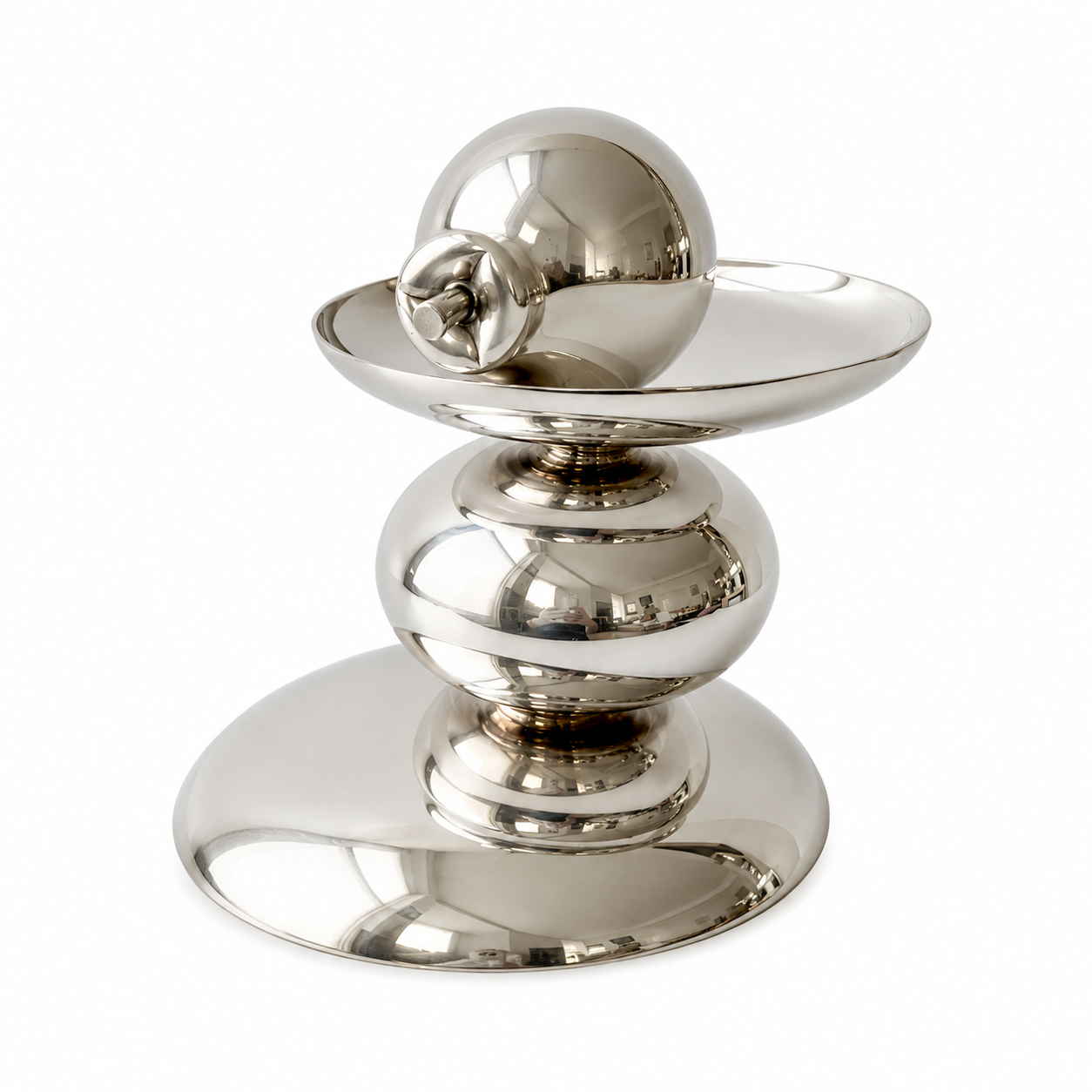 Vintage H.R.W. Fink Silver Plated Pedestal Bowl With Pear, German Centrepiece