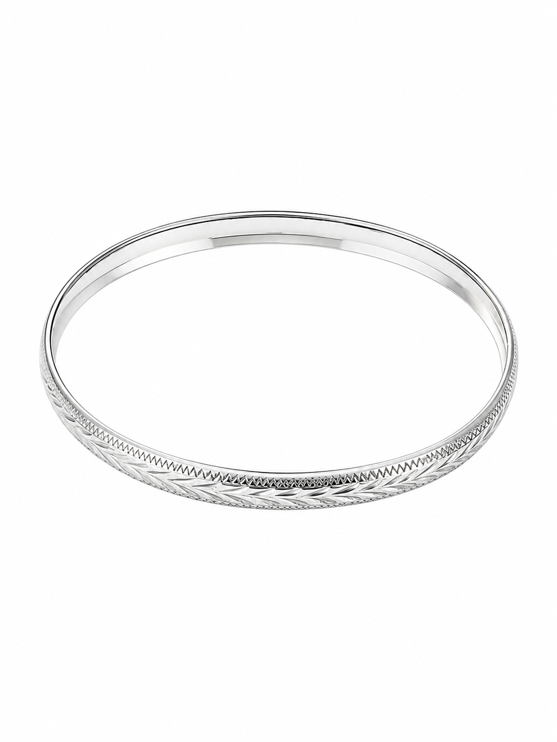 Vintage 835 Silver Chevron Bangle Bracelet.