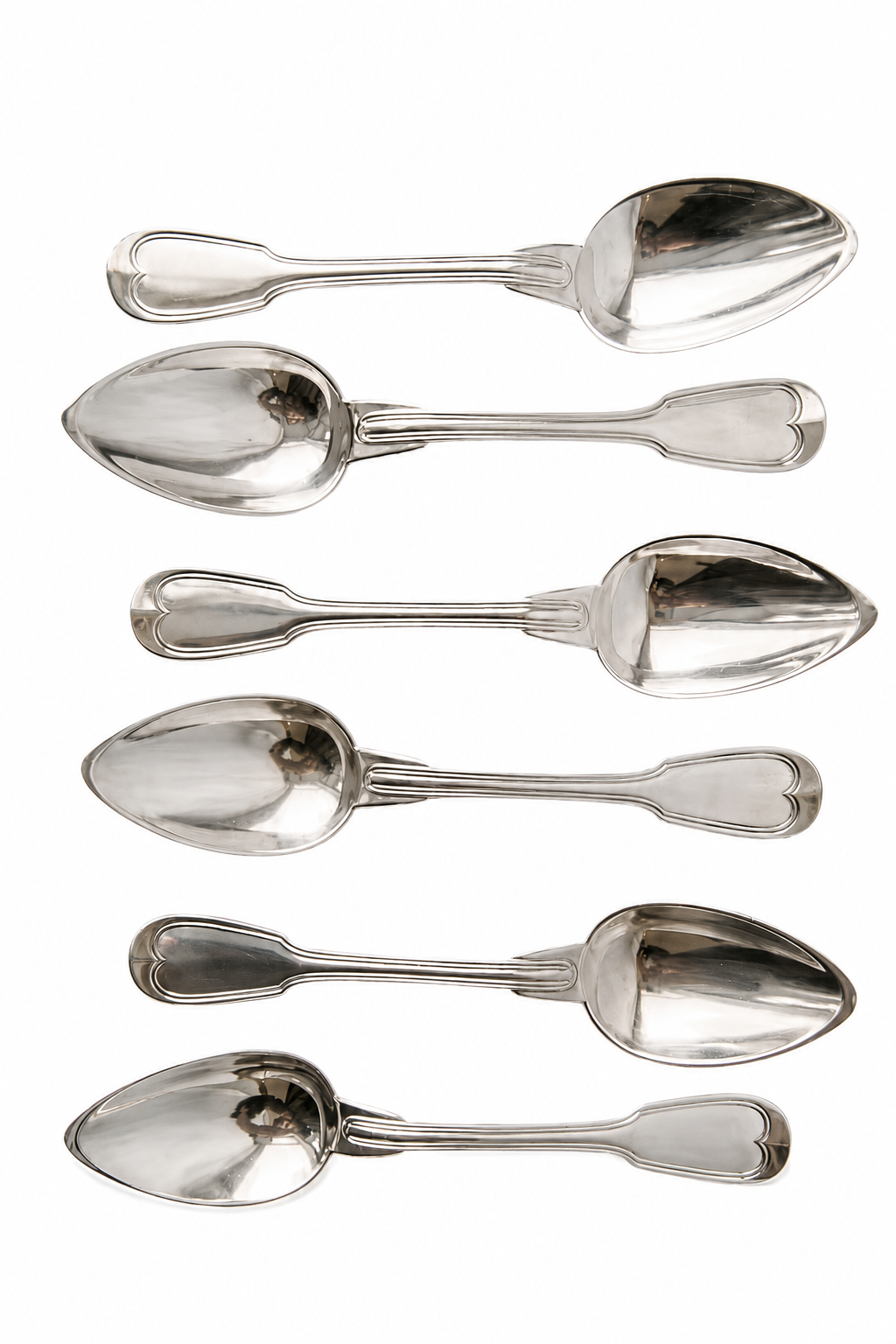 Set of 6 Christofle Silver-Plated Dinner Spoons: Chinon Fiddle Pattern, c.1900 French Elegance