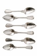 Set of 6 Christofle Silver-Plated Dinner Spoons: Chinon Fiddle Pattern, c.1900 French Elegance