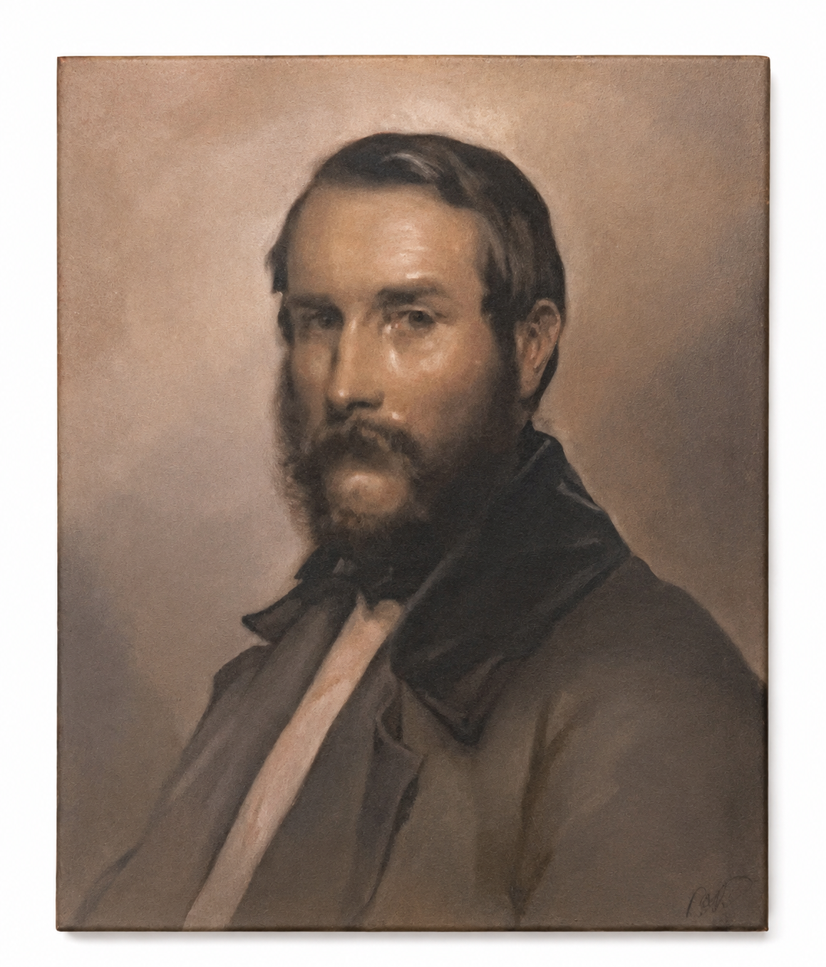 Antique German Pastel Portrait of a Gentleman, Mid 19th Century Framed Biedermeier Male Portrait