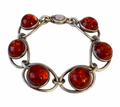 Vintage Baltic Amber Bracelet, Sterling Silver, Danish Modernist, Niels Erik From