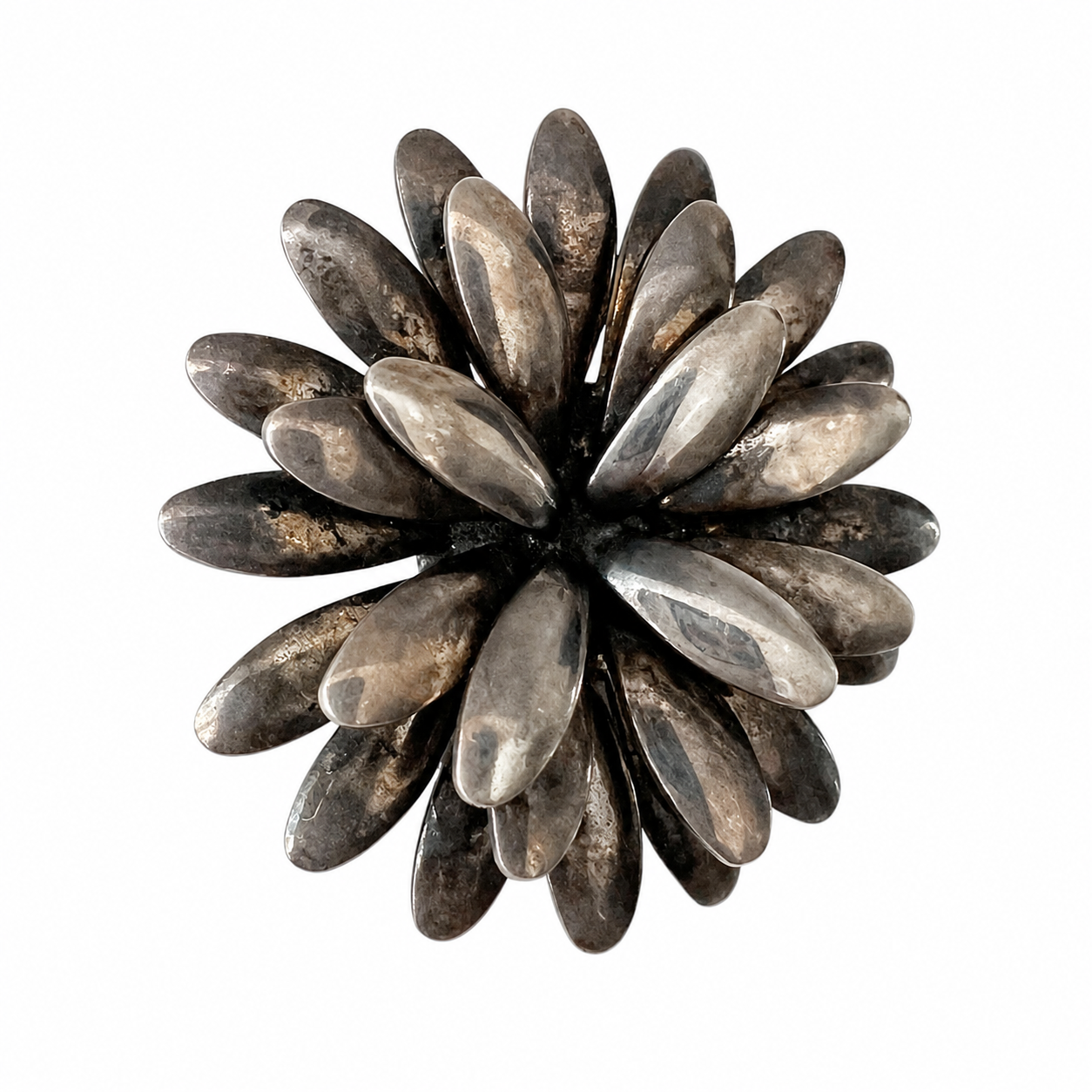 Vintage S. Christian Fogh Sterling Silver Flower Brooch, Danish Denmark Floral Pin