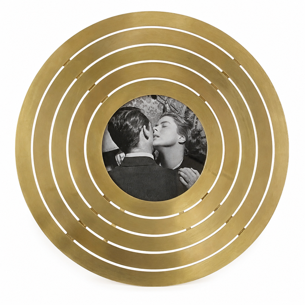 Vintage Christian Dior Home Collection Brass Circular Photo Frame, Made in Italy.