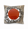 Vintage Brutalist Silver Brooch with Carnelian