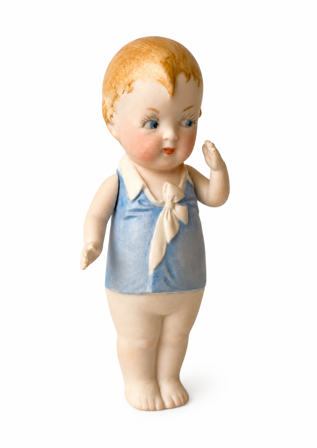 Antique German Bisque Porcelain Sailor Child Doll Figure Thuringia 1890s 12.5 cm