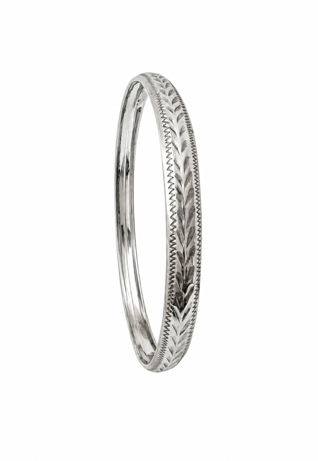 Vintage 835 Silver Chevron Bangle Bracelet.