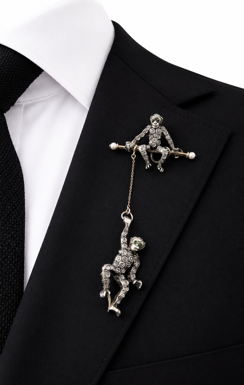 Art Deco Monkey Brooch, Sterling Silver KP 925, Knoll & Pregizer, c.1920s–30s