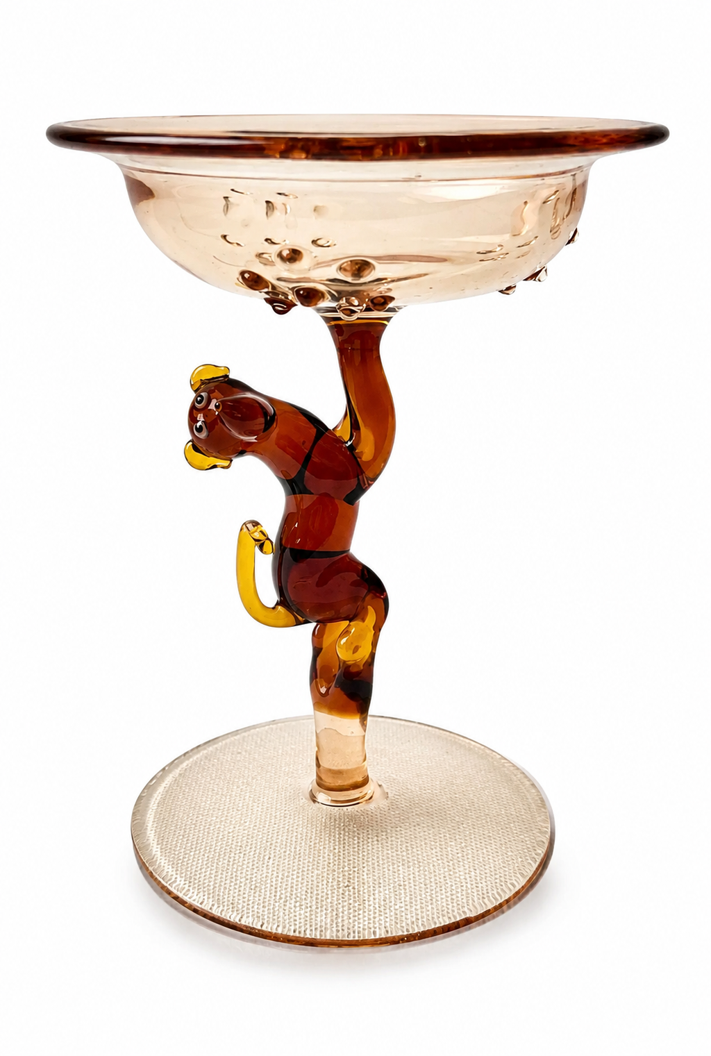 Lauscha Glass Goblet, Early 20th Century Monkey Stem German Art Glass Chalice